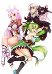  animal_ears ara_han ara_han_(celestial_fox) asura_(elsword) barefoot black_footwear black_legwear black_skirt boots breasts code:_nemesis_(elsword) detached_sleeves elsword eun_(elsword) eve_(elsword) expressionless fox_ears frills full_body green_eyes green_hair green_sleeves highres knee_boots leg_warmers long_hair multiple_girls pak_ce pink_hair pointy_ears ponytail red_eyes rena_(elsword) sideboob skirt smile thigh_boots thighhighs toeless_legwear white_background white_hair wind_sneaker_(elsword) yellow_eyes zettai_ryouiki 