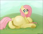  2016 anus big_butt butt equine female feral fluttershy_(mlp) friendship_is_magic mammal mittsies my_little_pony pegasus pussy solo teats wings 