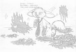  absurd_res all_fours anthro barefoot blood bottomless bowels buckteeth claw_marks clothed clothing dialogue dismembering english_text eyeball fur gore greyscale hi_res lagomorph male mammal maxy mizzyam monochrome necktie pencil_(artwork) rabbit snarling solo standing teeth text traditional_media_(artwork) 