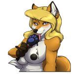  anthro blonde_hair breasts canid canine clue feet female food fox hair invalid_tag kiarra licking mammal paws popsicle sherri solo tongue tongue_out touchofsnow 