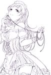  heart heart-shaped_pupils idolmaster idolmaster_cinderella_girls long_hair maid maid_headdress monochrome nitta_minami ribbon-trimmed_clothes ribbon_trim sketch solo symbol-shaped_pupils whip yoma 