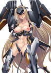  abs alka_steel black_legwear blush breasts cleavage groin headgear highres large_breasts long_hair looking_at_viewer mechanical_tail navel nipples open_mouth pussy_juice shindou_l simple_background solo sweat tail taimanin_(series) taimanin_asagi taimanin_asagi_kessen_arena teeth thighhighs tongue very_long_hair white_background yellow_eyes 