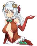  breasts elbow_gloves gloves horns large_breasts long_hair looking_at_viewer puzzle_&amp;_dragons simple_background smile solo urd_(p&amp;d) white_background zaxwu 