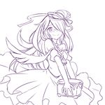  blush hair_over_one_eye long_hair monochrome pandora_(p&amp;d) puzzle_&amp;_dragons simple_background sketch smile solo white_background zaxwu 