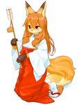  fox furry japanese_clothes kame_(3t) long_hair orange_hair pink_eyes sandals 