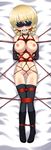  arms_behind_back ball_gag bdsm blindfold blonde_hair bondage bound breasts cyber_(cyber_knight) dakimakura darjeeling elbow_gloves full_body gag gagged girls_und_panzer gloves highres large_breasts nipples nude red_rope rope shibari short_hair solo thighhighs 