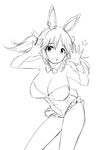  breasts greyscale large_breasts looking_at_viewer monochrome original simple_background sketch smile solo white_background zaxwu 