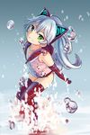  :t blue_eyes bubble cat_ear_headphones elbow_gloves gloves green_eyes headphones heterochromia long_hair red_gloves red_legwear solo thighhighs tsurime zaxwu 