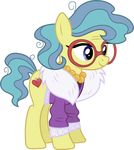  2015 90sigma absurd_res alpha_channel charity_kindheart_(mlp) clothing cutie_mark earth_pony equine eyewear female feral friendship_is_magic fur glasses hair hi_res horse jewelry mammal multicolored_hair my_little_pony necklace pony purple_eyes simple_background smile solo transparent_background two_tone_hair yellow_fur 