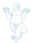  animal_genitalia anthro balls barefoot bravo canine disney erection food fox front_view gideon_grey humanoid_penis line_art male mammal moobs navel nipples nude overweight pawpads penis pie sheath sketch smile solo walking zootopia 