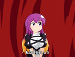  blonde_hair breast_squeeze breasts commentary curtains dress gradient_hair hijiri_byakuren jesus_revenge large_breasts long_hair looking_afar manorea multicolored_hair parody purple_eyes purple_hair smile solo stupid_movie_sequels touhou v_arms very_long_hair 