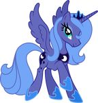  2015 90sigma absurd_res alpha_channel blue_eyes blue_feathers blue_fur blue_hair crown cutie_mark equine feathers female feral friendship_is_magic fur hair hi_res horn jewelry looking_at_viewer mammal my_little_pony necklace princess_luna_(mlp) simple_background smile solo spread_wings transparent_background winged_unicorn wings 