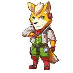  alpha_channel anthro canine chibi clothed clothing fox fox_mccloud green_eyes male mammal nintendo rabbity simple_background solo star_fox transparent_background video_games 