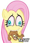  2015 ambiguous_gender black_eyes black_nose blue_eyes brown_fur curtsibling derp_eyes digital_media_(artwork) duo english_text equine eyebrows eyelashes female fluttershy_(mlp) friendship_is_magic fur hair happy horse mammal my_little_pony parody pegasus pink_hair pony rodent simple_background squirrel teeth text vore white_background white_sclera wings yellow_fur 
