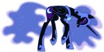  2015 90sigma absurd_res alpha_channel armor black_feathers black_fur blue_hair cutie_mark equine eyes_closed feathered_wings feathers female friendship_is_magic fur hair helmet hi_res horn mammal my_little_pony nightmare_moon_(mlp) simple_background solo transparent_background winged_unicorn wings 