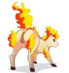  2016 animal_genitalia animal_pussy anus bent_over blue_eyes burning butt cream_fur equine equine_pussy eroborus female feral fire fire_fur flaming_hair fur hair hi_res hooves horse inviting looking_at_viewer mammal nintendo nude pok&eacute;mon pony ponyta puffy_anus pussy simple_background smile solo video_games white_background 