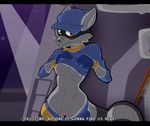  breasts clothed clothing clothing_lift crossgender female flashing hi_res looking_at_viewer mammal mask nude one_breast_out pants_down partially_clothed pussy raccoon redfoxsoul shirt shirt_lift sly_cooper sly_cooper_(series) solo thief undressing uniform video_games 