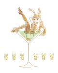  1girl animal_ears ass bare_shoulders bow breasts brown_hair bunny_ears bunnysuit cleavage detached_collar drink high_heels long_hair pantyhose ribbon rwby sitting solo velvet_scarlatina wrist_cuffs 