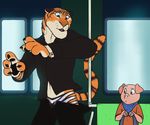  disney feline male mammal pig porcine stripper_tiger_(zootopia) subway suit tiger zootopia 
