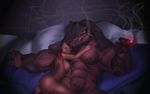  after_sex afterglow alien bed biceps big_muscles cigar dirty facial_piercing female hair human interspecies kiss_mark krogan looking_at_viewer lying male male/female mammal mass_effect muscular nose_piercing nose_ring nude on_back on_bed on_side on_top painis18 piercing red_eyes red_hair sex size_difference smoking video_games 