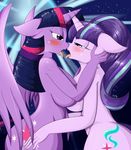  2016 anthro anthrofied big_breasts blue_eyes blush breast_squish breasts breasts_frottage cutie_mark duo equine eye_contact female female/female friendship_is_magic hair half-closed_eyes hand_on_hip hi_res horn huge_breasts long_hair mammal multicolored_hair my_little_pony nude open_mouth outside purple_eyes saliva saliva_string side_boob starlight_glimmer_(mlp) suirano tongue tongue_out twilight_sparkle_(mlp) two_tone_hair unicorn winged_unicorn wings 