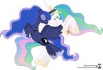  2016 90sigma absurd_res alpha_channel blue_feathers blue_fur blue_hair crown cutie_mark duo equine eyes_closed feathered_wings feathers female feral friendship_is_magic fur hair hi_res horn jewelry mammal multicolored_hair my_little_pony necklace princess_celestia_(mlp) princess_luna_(mlp) simple_background smile transparent_background white_feathers white_fur winged_unicorn wings 