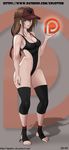  1girl artist_name bare_shoulders breasts character_request feet female legs leotard patreon smile toeless_legwear toes xplotter 