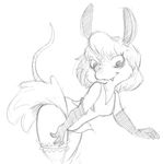  akunim anthro black_and_white breasts clothing cosplay disney elbow_gloves female gloves hair leg_garter mammal marsupial maude miss_kitty_mouse monochrome opossum smile solo the_great_mouse_detective the_tale_of_jasper_gold 