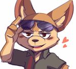  &lt;3 anthro blush brown_eyes canine clothed clothing disney eyewear fennec finnick fox male mammal shirt simple_background solo sunglasses white_background zootopia 