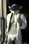  abs anthro bath_robe brown_eyes bulge clothing edit fur grey_fur male mammal nipples oystercatcher7 pecs photo_manipulation photomorph raccoon sly_cooper sly_cooper_(series) solo underwear undressing video_games 