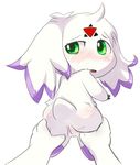  blush calumon clyndemoon digimon female fur green_eyes hi_res looking_at_viewer looking_back mammal open_mouth pussy simple_background solo_focus spread_pussy spreading video_games white_fur 