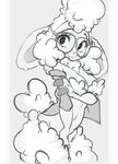  1girl breasts dawn_bellwether disney female furry glasses looking_at_viewer monochrome sheep simple_background slugbox solo zootopia 