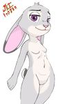  alpha_channel anthro breasts disney featureless_crotch female fur grey_fur jetfrozen judy_hopps lagomorph long_ears looking_at_viewer mammal nude purple_eyes rabbit simple_background small_breasts solo standing transparent_background zootopia 
