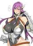  armor breasts fei_(maidoll) hairband huge_breasts leotard long_hair sketch solo 