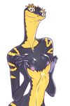  alpha_channel anthro big_breasts breasts claws cleavage clothed clothing cornflakes_(character) derekhetrick female forked_tongue long_neck nipples reptile scalie snake solo tongue yellow_eyes 