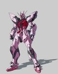  clenched_hands energy_gun grey_background gun gundam gundam_seed handgun highres mecha no_humans shadow simple_background solo strike_gundam_e strike_rouge tatsu_(ashcleef) weapon 