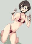  bad_id bad_pixiv_id bikini black_hair blue_eyes canna_(granblue_fantasy) gloves granblue_fantasy highres negishi short_hair swimsuit 