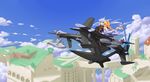  borrowed_character braid cloud day girl_with_a_blonde_braid_(tomoshibi_hidekazu) highres mof mof's_silver_haired_twintailed_girl multiple_girls orange_hair original silver_hair sky twintails 