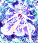  :d bad_id bad_pixiv_id barefoot blue_dress blue_eyes blue_hair bow bug butterfly cirno dress duplicate feet floating glowing gradient_hair hair_bow highres insect large_bow lavender_hair multicolored_hair neck_ribbon open_mouth ribbon riichu short_hair smile solo touhou wings 