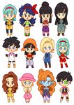  :o android_18 bandana bangs black_eyes black_hair blue_eyes blue_hair blue_skin blunt_bangs boots bra_(dragon_ball) brown_eyes brown_hair bulma character_request chi-chi_(dragon_ball) chibi coat crossed_arms curly_hair dragon_ball dragon_ball_(classic) dragon_ball_gt dragon_ball_z dress earrings full_body gloves hair_bun hairband hands_on_hips hat jewelry knee_boots long_hair looking_at_viewer lunch_(dragon_ball) mai_(dragon_ball) marron midriff multiple_girls mushroomcatnumberplate open_mouth orange_hair pan_(dragon_ball) pantyhose pigeon-toed pointy_ears scouter seripa short_hair shorts sidelocks simple_background skirt standing tail tank_top twintails very_long_hair vest videl wavy_hair white_background zangya 