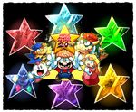  6+boys anniversary axem_black axem_green axem_pink axem_red axem_yellow black_background blonde_hair blue_eyes booster boots boshi_(super_mario_rpg) bowser bowyer cape character_request commentary_request croco_(super_mario_rpg) crown culex dress elbow_gloves facial_hair frogfucius geno_(mario) gloves hat highres horns jewelry jinx_(super_mario_rpg) johnny_(super_mario_rpg) long_sleeves mack mallow_(mario) mario mario_(series) multiple_boys mustache open_mouth overalls pink_dress princess_peach puffy_short_sleeves puffy_sleeves punchinello rariatto_(ganguri) red_hair short_sleeves smithy spikes star super_mario_bros. super_mario_rpg toad toadofsky yaridovich 