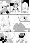  1girl bad_id bad_pixiv_id blush bodysuit braid candy_apple comic food gloves greyscale hat hjm kyoukaisenjou_no_horizon long_hair mary_stuart mask monochrome pantyhose scar scarf single_braid spoilers tenzou_crossunite very_long_hair 