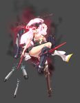  aa_gun absurdres asymmetrical_legwear black_legwear blouse blush boots breasts cannon damaged destroyer dress_shirt glowing glowing_hair gradient_hair gun hair_ornament headgear highres hms_javelin javelin_(zhan_jian_shao_nyu) lance long_hair machinery military military_vehicle multicolored_hair official_art panties pleated_skirt polearm radar red_eyes remodel_(zhan_jian_shao_nyu) rigging ship shirt sirills skirt small_breasts solo thighhighs torn_clothes torn_legwear torpedo underwear warship watercraft wavy_hair weapon white_hair white_panties x_x zhan_jian_shao_nyu 