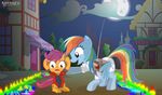  2015 back_to_the_future blue_fur clothing crossover cub cutie_mark duo equine feathered_wings feathers female friendship_is_magic fur hair hi_res horse lab_coat mammal multicolored_hair my_little_pony parody pegasus pony purple_hair rainbow_dash_(mlp) rainbow_hair rainihorn scootaloo_(mlp) wings young 