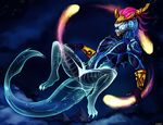  2016 absurd_res anthro aurelion_sol cloud detailed_background dragon fireflufferz hi_res league_of_legends male mountain night nude sky solo space spread_legs spreading star video_games watermark 