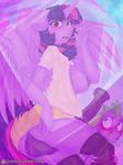  2016 animal_genitalia animal_penis anthro anthrofied areola balls breasts clothed clothing dickgirl digital_media_(artwork) dimwitdog dragon duo equine equine_penis erection feathered_wings feathers friendship_is_magic hair horn intersex legwear looking_at_viewer mammal multicolored_hair my_little_pony open_mouth patreon penis purple_eyes scalie spike_(mlp) thigh_highs twilight_sparkle_(mlp) winged_unicorn wings 