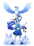  1boy animal arano_hachi articuno bird blue_eyes blue_hair feather hayato_(pokemon) pokemon pokemon_(manga) pokemon_golden_boys 