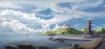  animal animal_ears boat building clouds landscape pixiv_fantasia scenic sky ttc water 