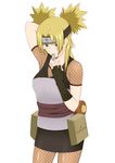  1girl adjusting_hair artist_request blonde_hair forehead_protector green_eyes naruto naruto_shippuuden solo temari 