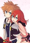  1girl bad_id bad_pixiv_id blue_eyes brown_hair hood hoodie jewelry jyaco7777 kairi_(kingdom_hearts) kingdom_hearts kingdom_hearts_ii necklace red_hair short_hair sora_(kingdom_hearts) spiked_hair 